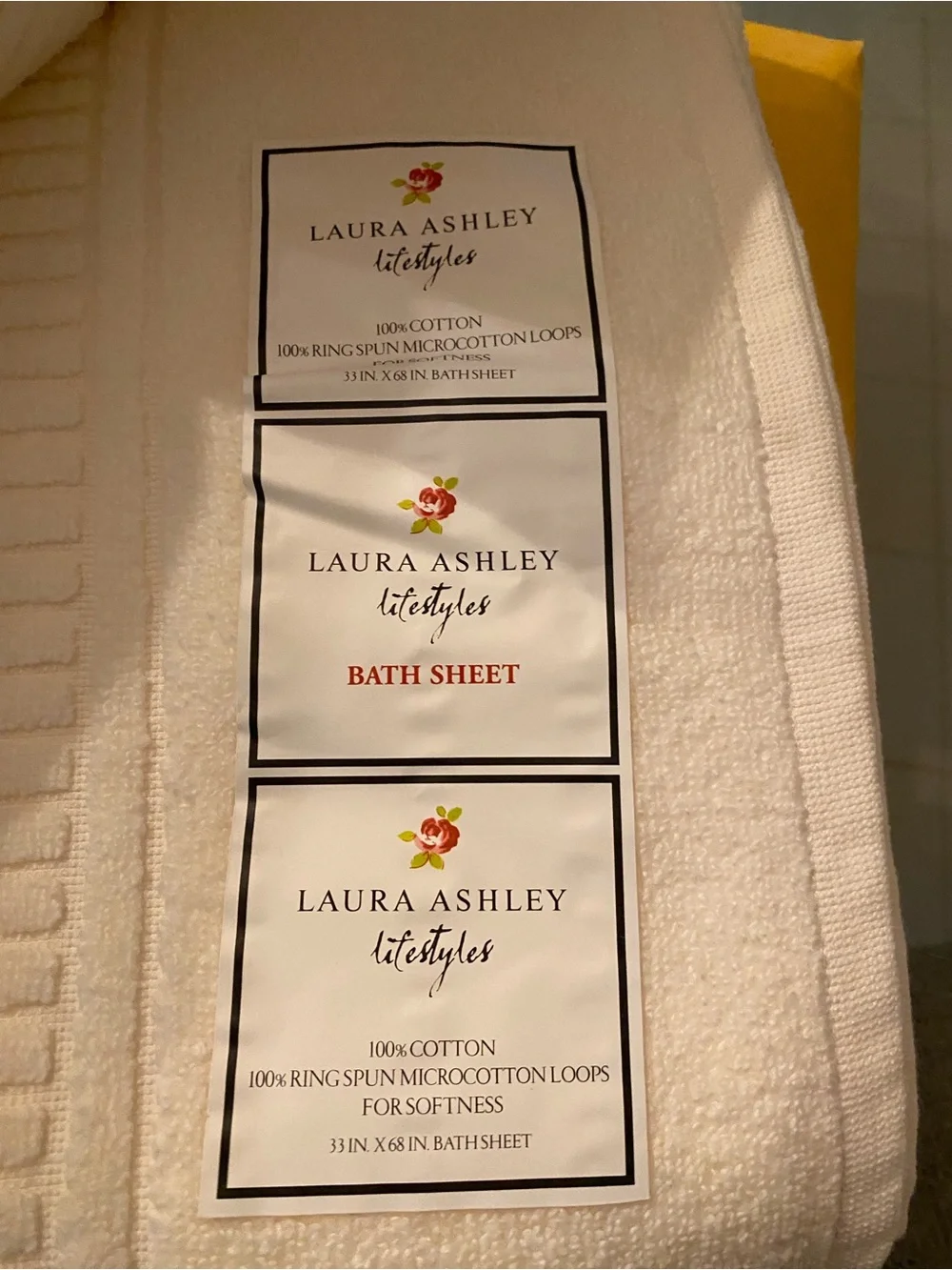 Laura Ashley Cream Bath Towels - Set of Plush Cotton